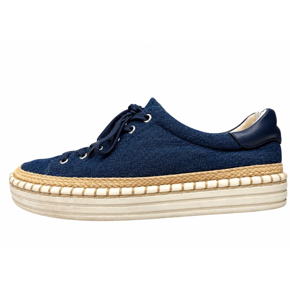 Sam Edelman Kavi Denim Platform Espadrille Sneakers Size 7.5 Coastal Chic Y2K
